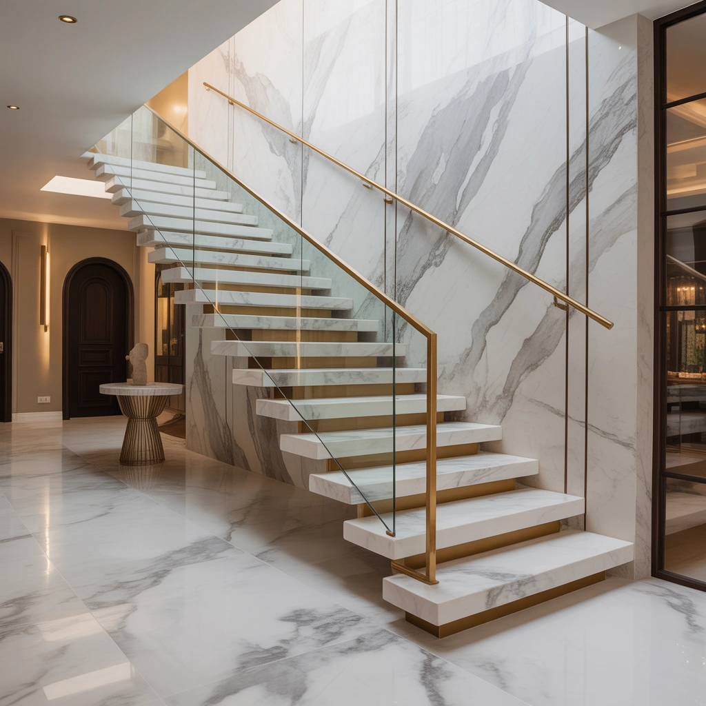 Marble Wall Stairs Design