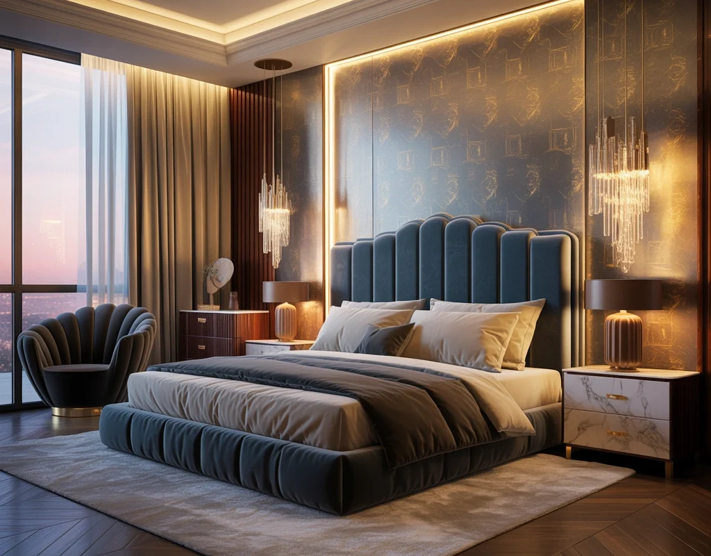 Metallic Wallpaper Ideas for a Glamorous Modern Bedroom