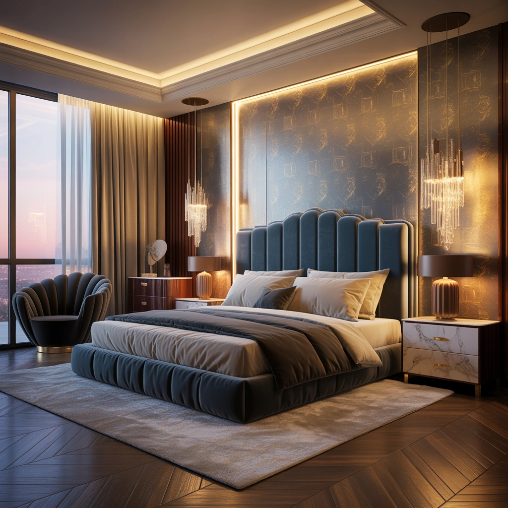 Metallic Wallpaper Ideas for a Glamorous Modern Bedroom