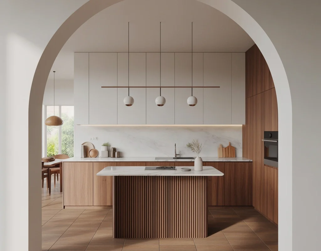 Minimalist Archway Open Kitchen Entrance Design