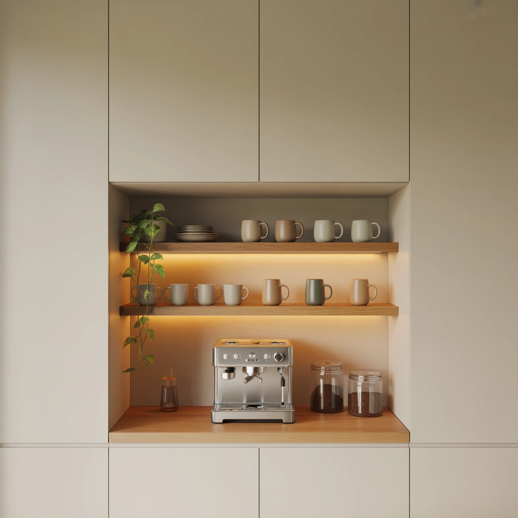 Minimalist Floating Shelf Coffee Station
