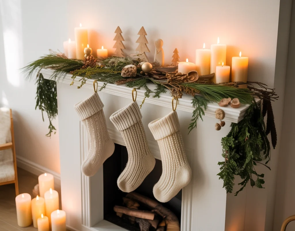 Minimalist Neutral Christmas Socks Decoration