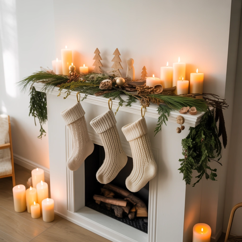 Minimalist Neutral Christmas Socks Decoration