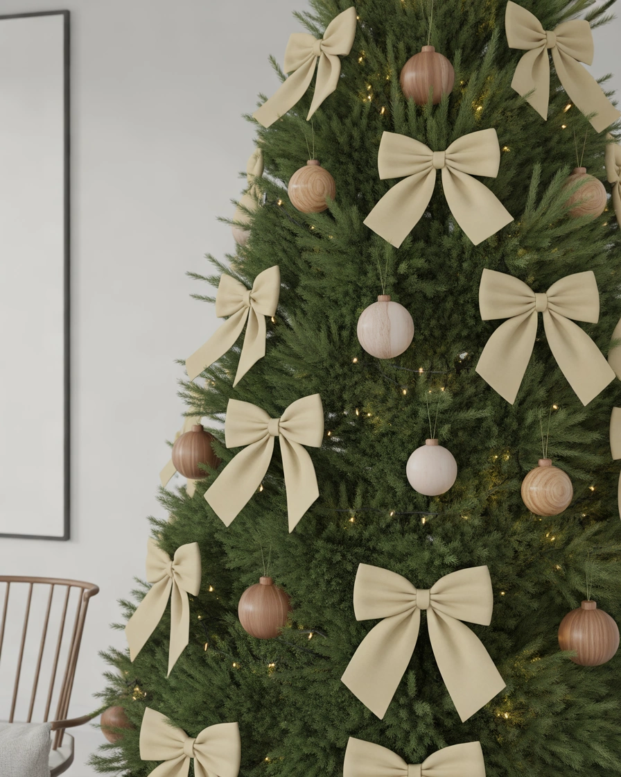 Minimalist Neutral Christmas Tree Bows