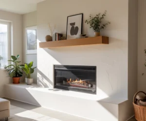 Minimalist White Fireplace Wall With Clean Lines