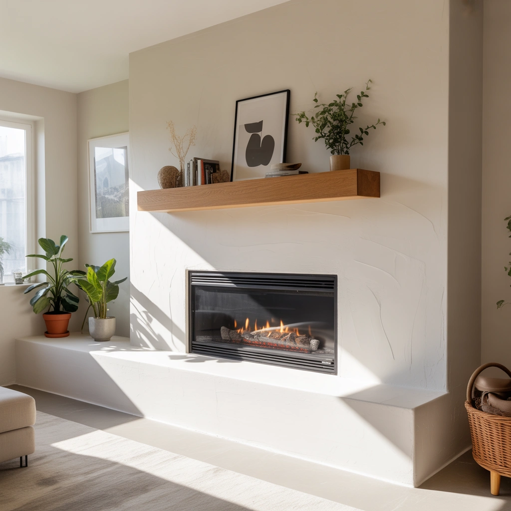 Minimalist White Fireplace Wall With Clean Lines