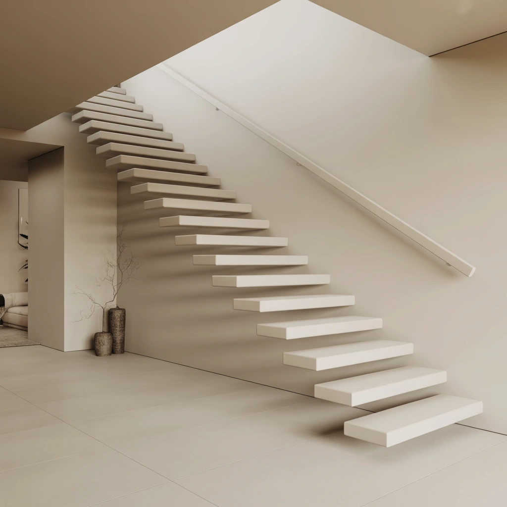 Minimalist White Wall Stairs Design