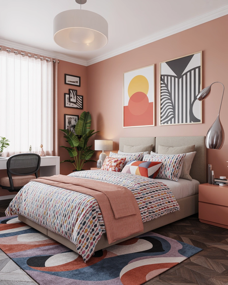 Mix Different Patterns for a Playful Bedroom Look