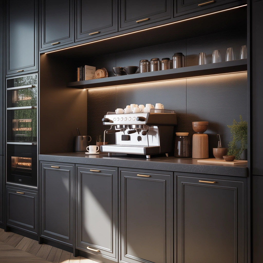Modern Black Cabinet Coffee Bar