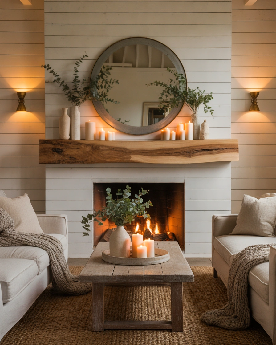 Modern Farmhouse Fireplace Mantle Ideas with Warm Character