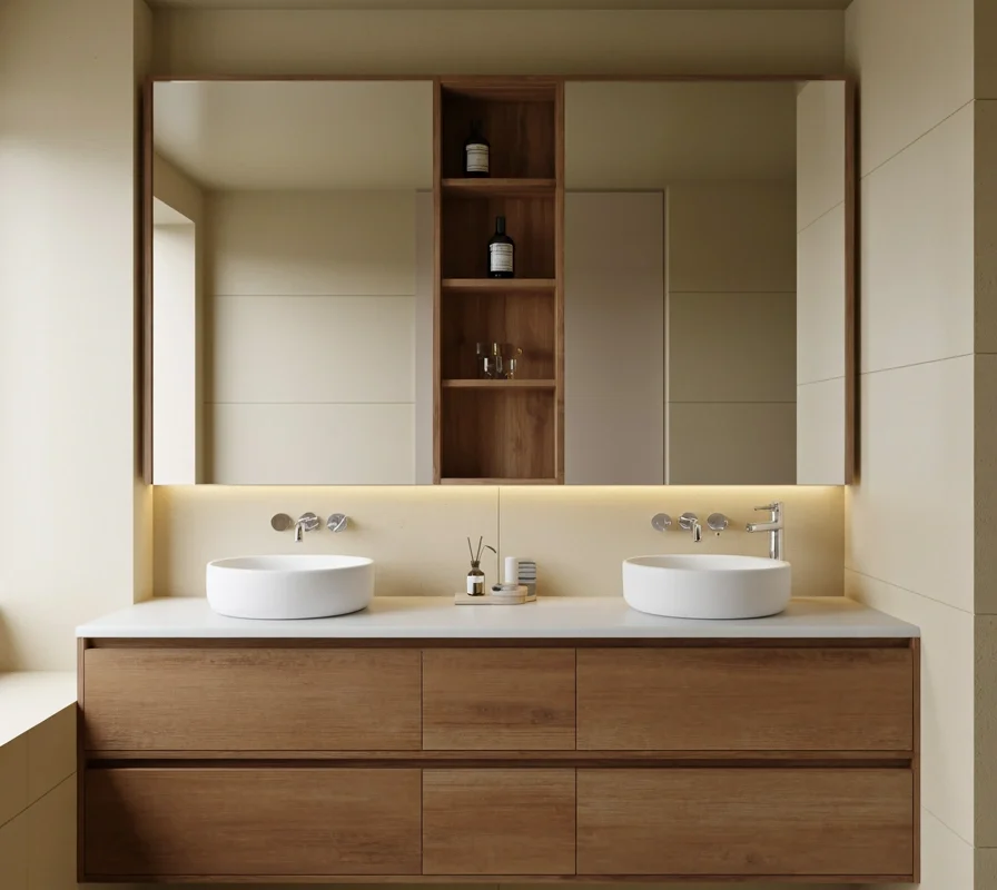 Modern Floating Double Sink Bathroom Vanity for a Clean Contemporary Look