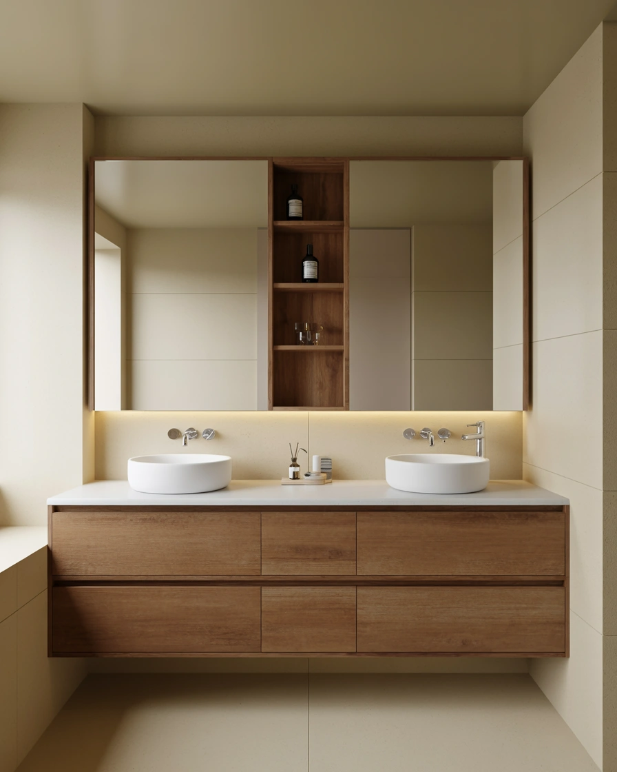 Modern Floating Double Sink Bathroom Vanity for a Clean Contemporary Look