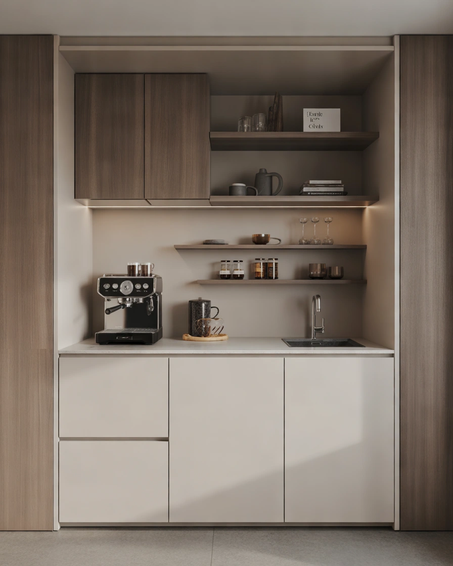 Modern Minimalist Coffee Hutch With Clean Lines