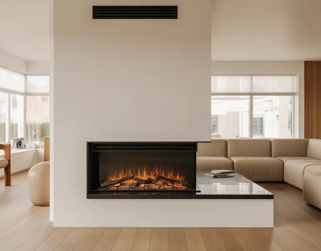 Modern Minimalist Corner Fireplace