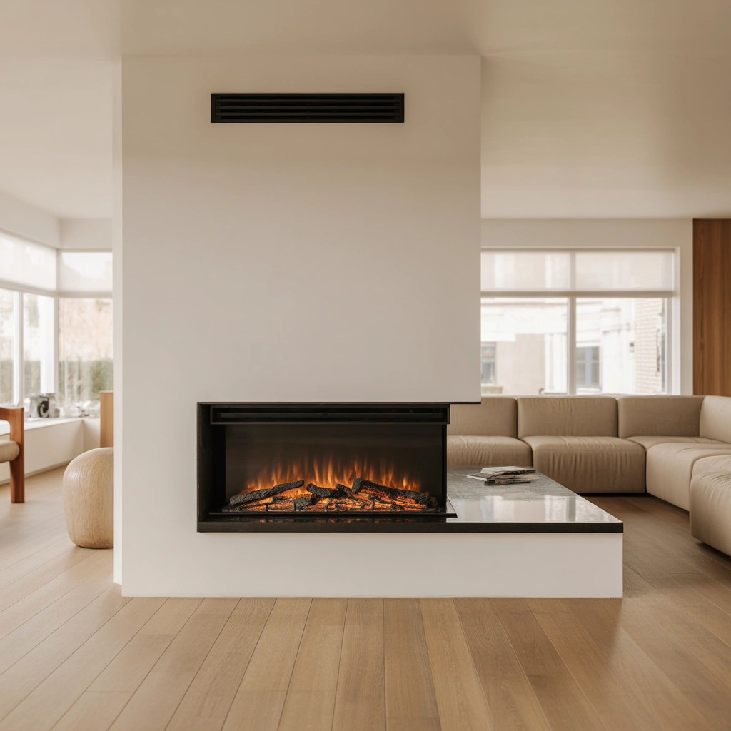 Modern Minimalist Corner Fireplace