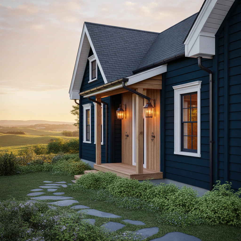 Navy Blue Farmhouse Exterior Paint Color for a Bold and Elegant Statement