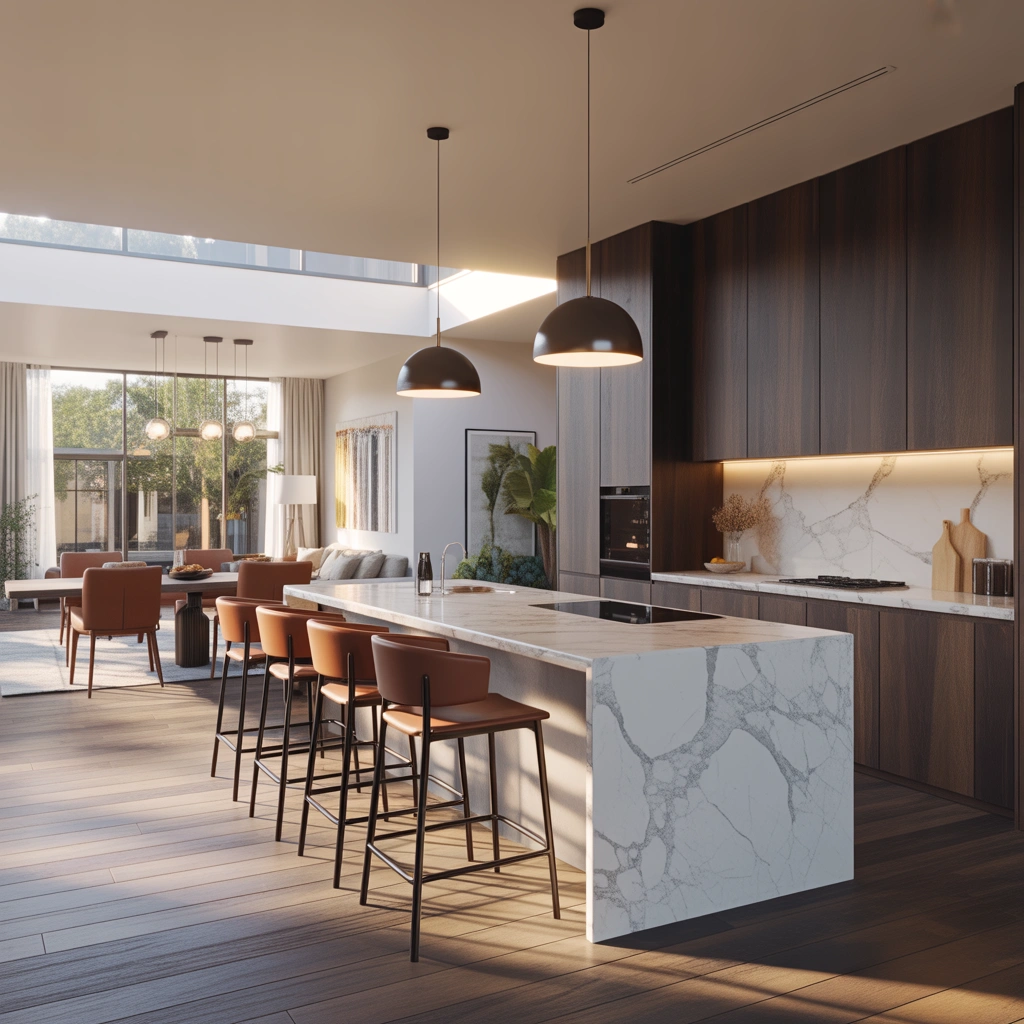 Open Kitchen Entrance With Kitchen Island Connection