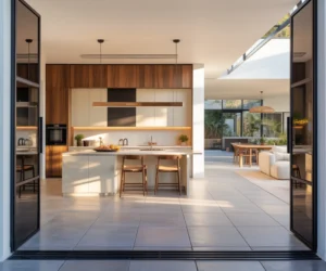 Open Kitchen Entrance With Seamless Flooring Transition