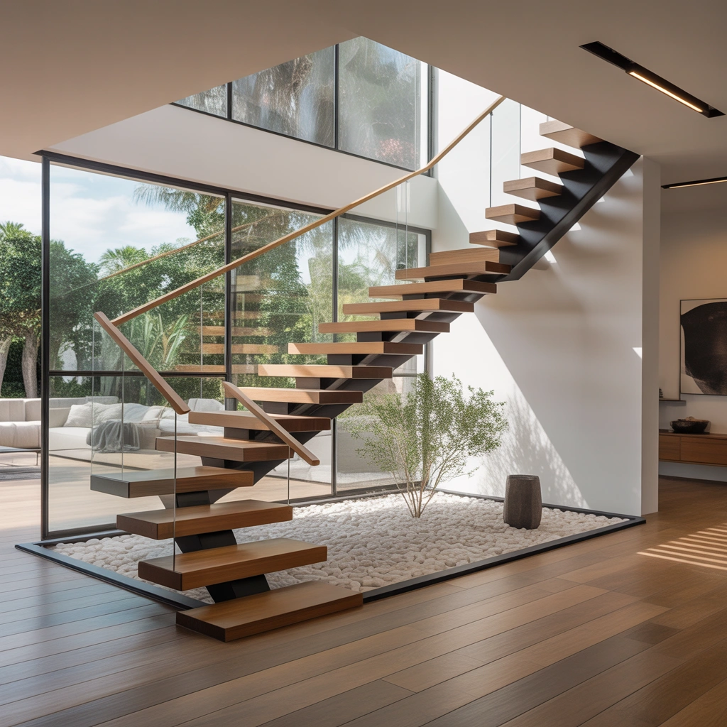 Open Riser Wall Stairs Design