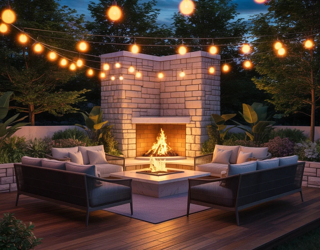 Outdoor Corner Fireplace