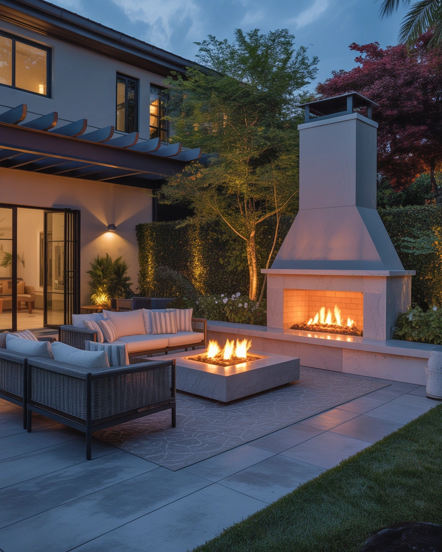Outdoor Gas Fireplace for a Backyard Entertainment Area