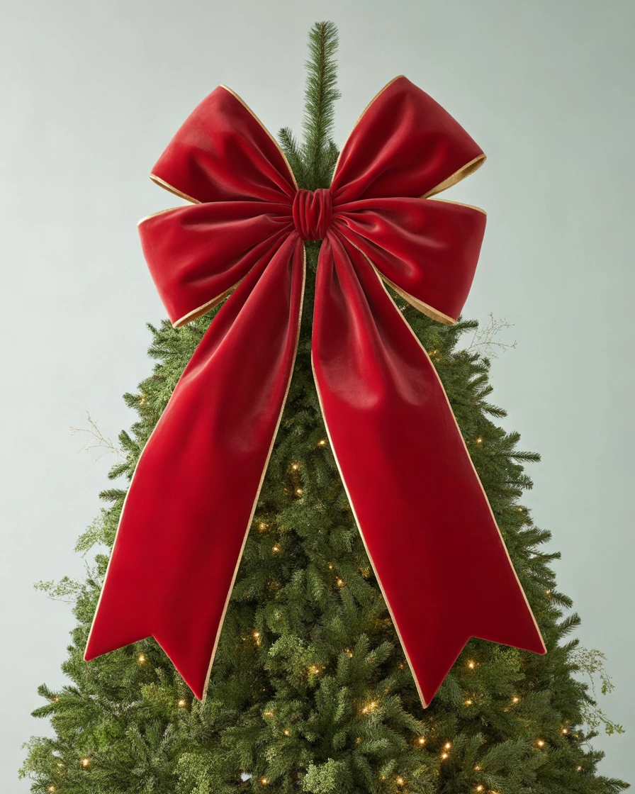 Oversized Statement Bows as a Christmas Tree Topper