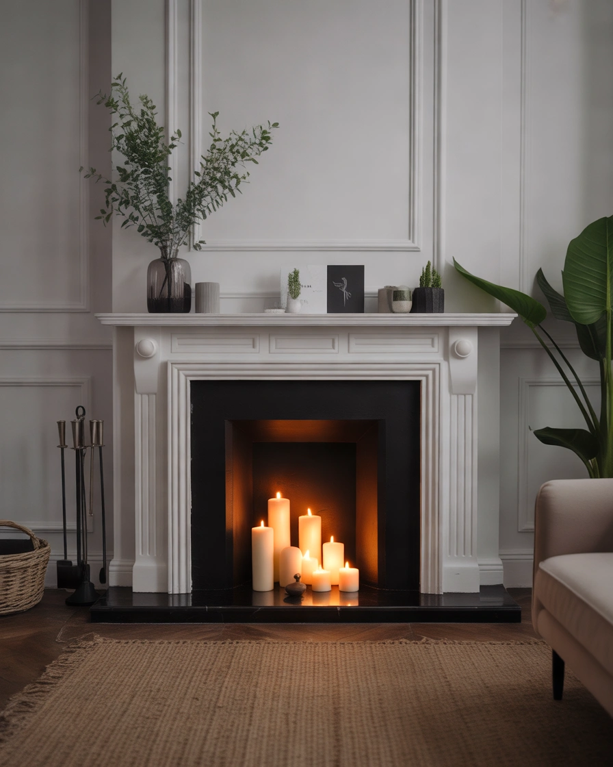 Paint the Inside of Your Empty Fireplace for a Bold Design Effect
