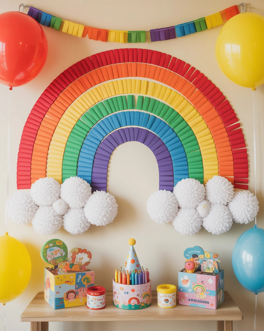 Rainbow Ribbon Birthday Wall for Kids