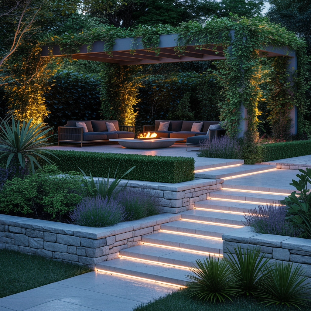 Raised Garden Paving with Different Levels