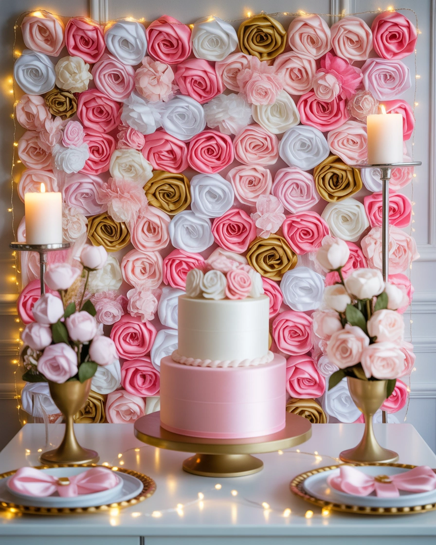 Ribbon Flower Wall Decoration for Birthday