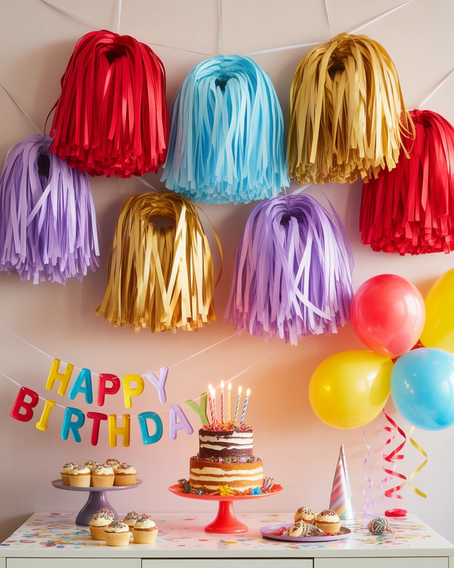 Ribbon Tassel Wall Decoration for Birthday Party