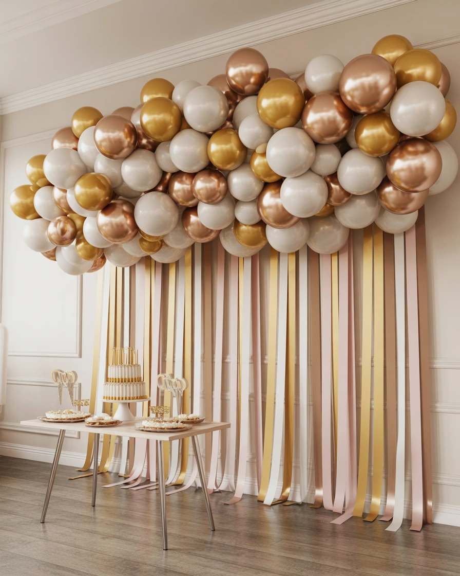Ribbon and Balloon Combination Wall Backdrop