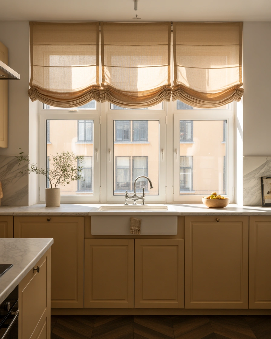 Roman Shades for a Stylish and Functional Kitchen Window