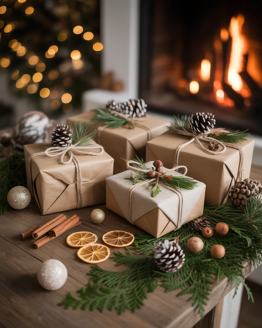 Rustic Farmhouse Christmas Box Decoration With Natural Elements