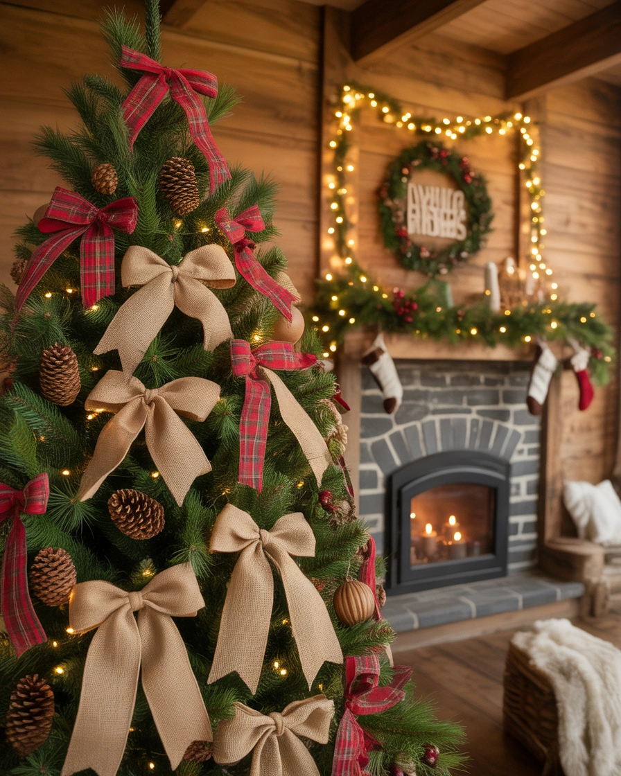 Rustic Farmhouse Christmas Tree Bows