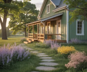 Sage Green Farmhouse Exterior Paint Color for a Natural and Peaceful Country Feel