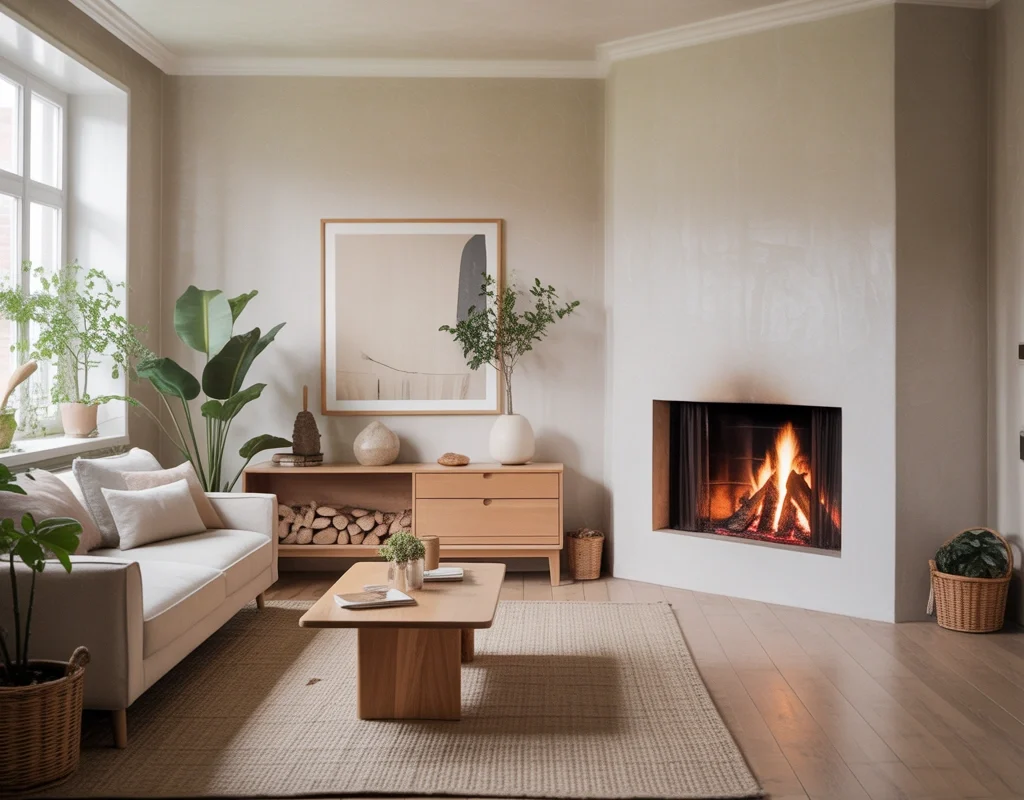 Scandinavian Corner Fireplace