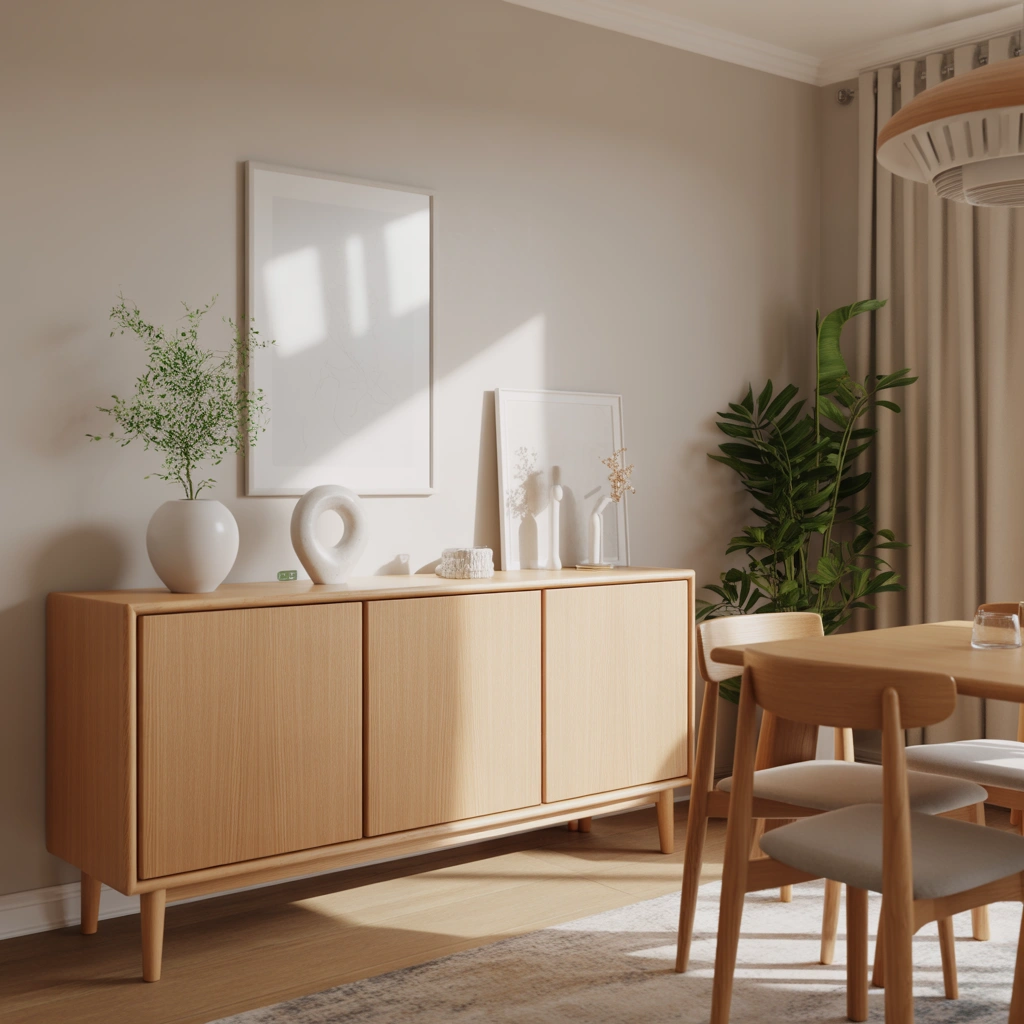 Scandinavian Sideboard Decor With Simple Beauty