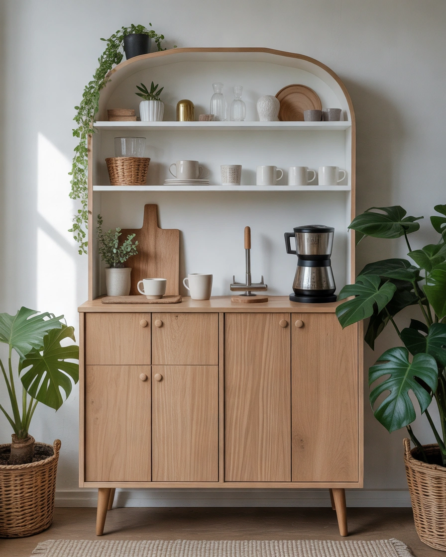 Scandinavian Style Coffee Bar Hutch With Natural Simplicity