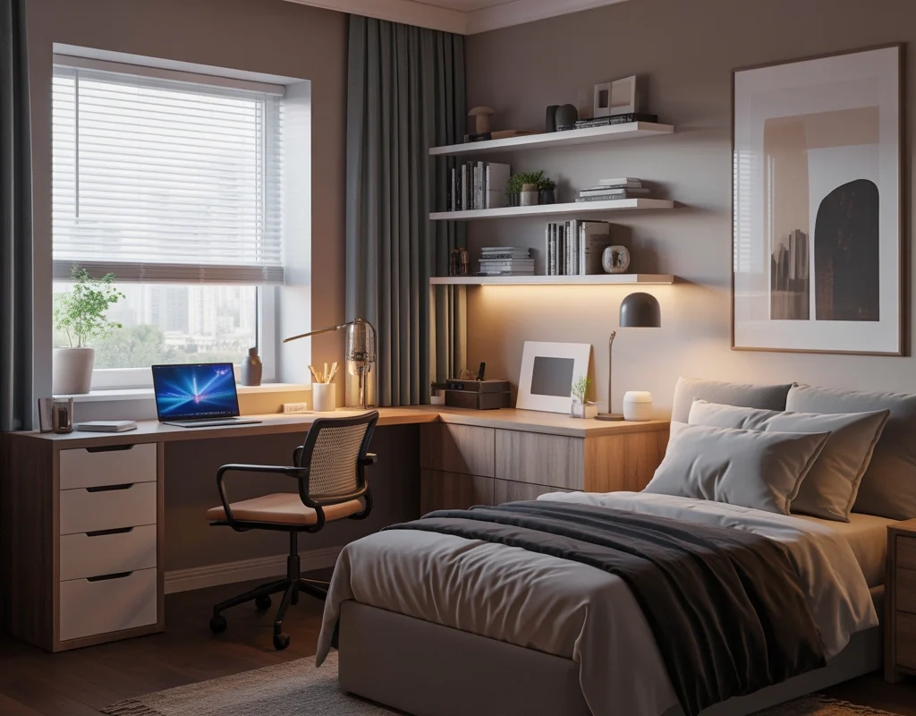 Small Bedroom Home Office Desk Idea