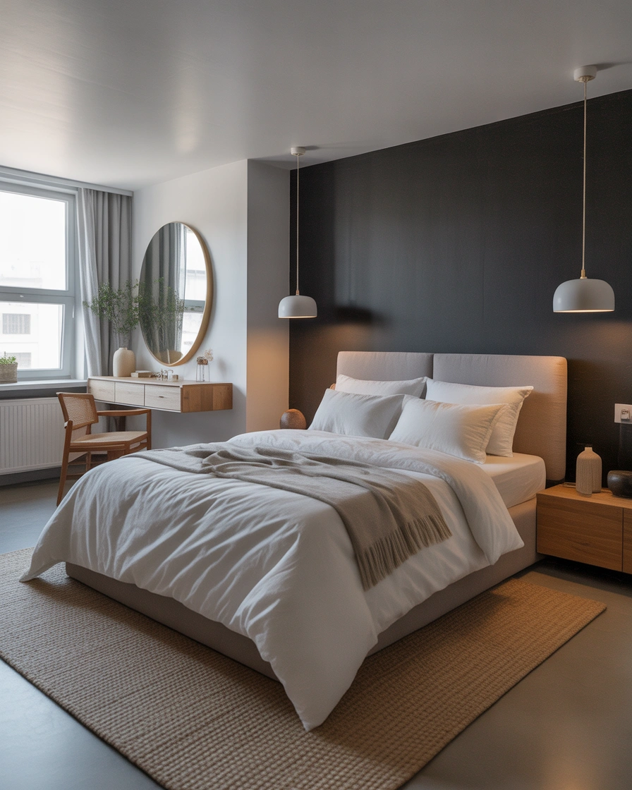 Small Bedroom With a Black Accent Wall