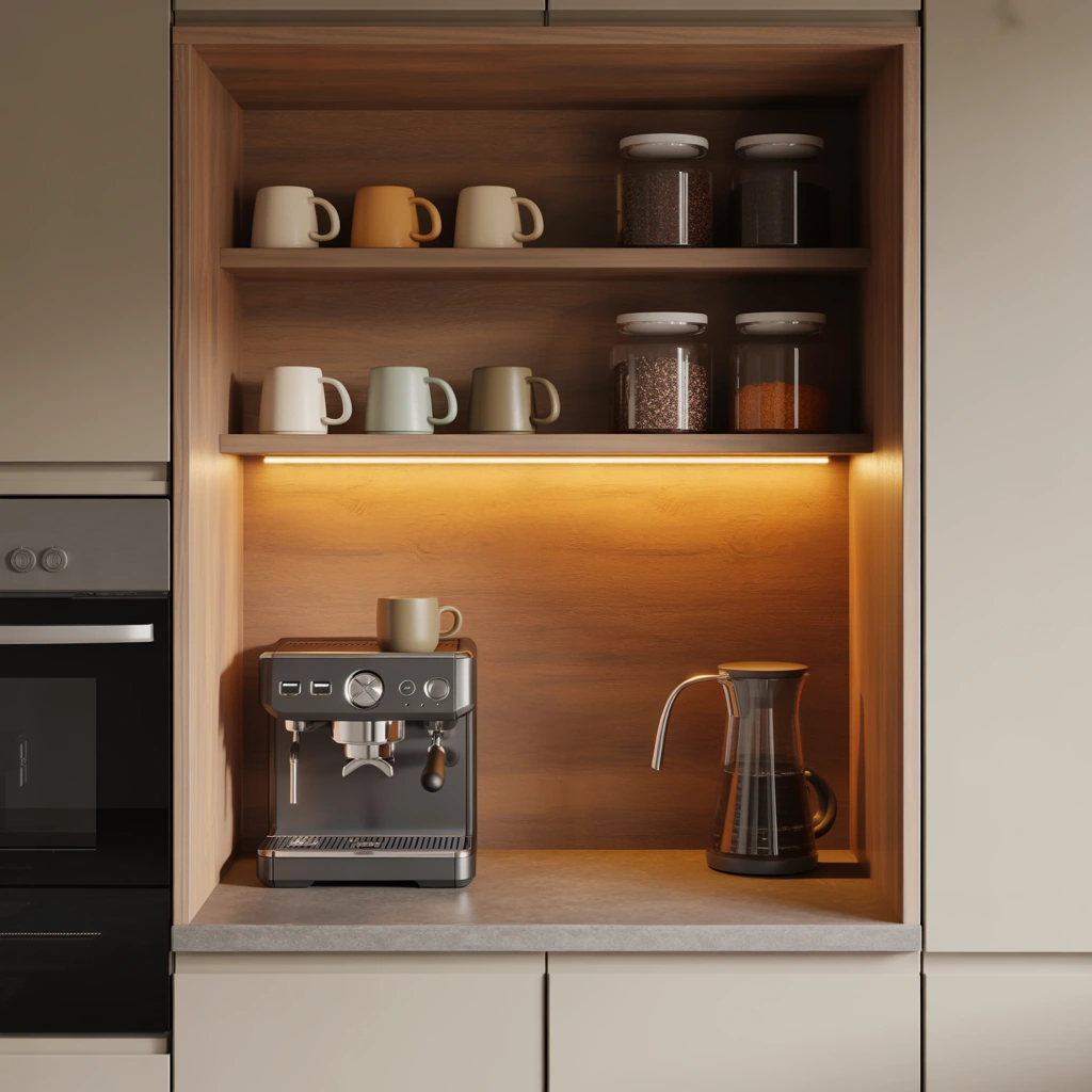 Small Kitchen Built In Coffee Nook
