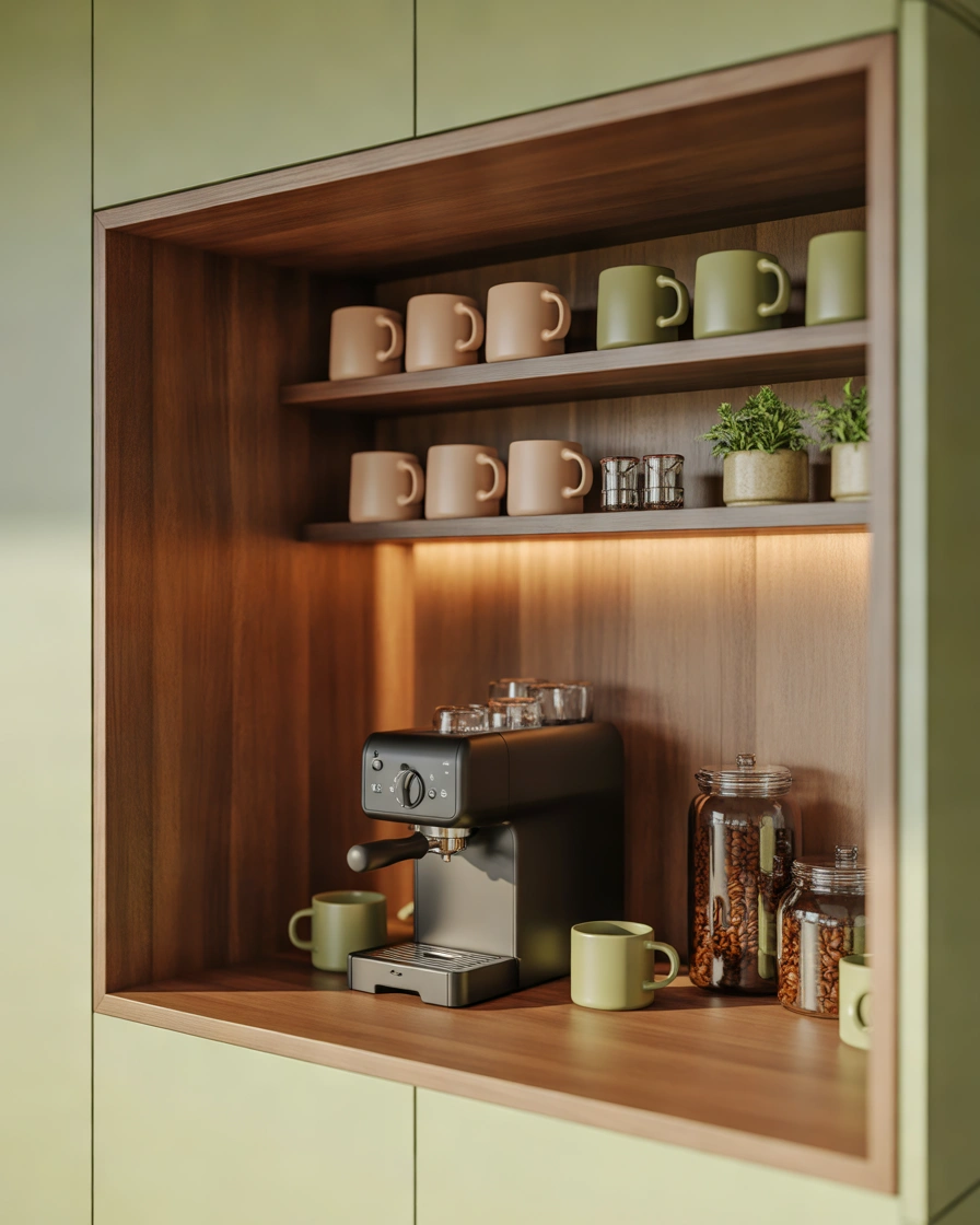 Small Space Coffee Bar Hutch for Apartments and Tiny Kitchens