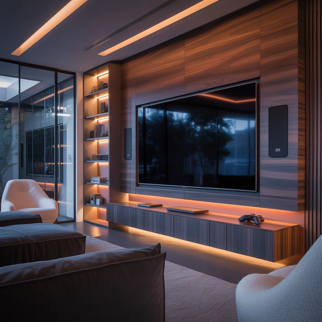 Smart Entertainment Center With Modern Technology Integration