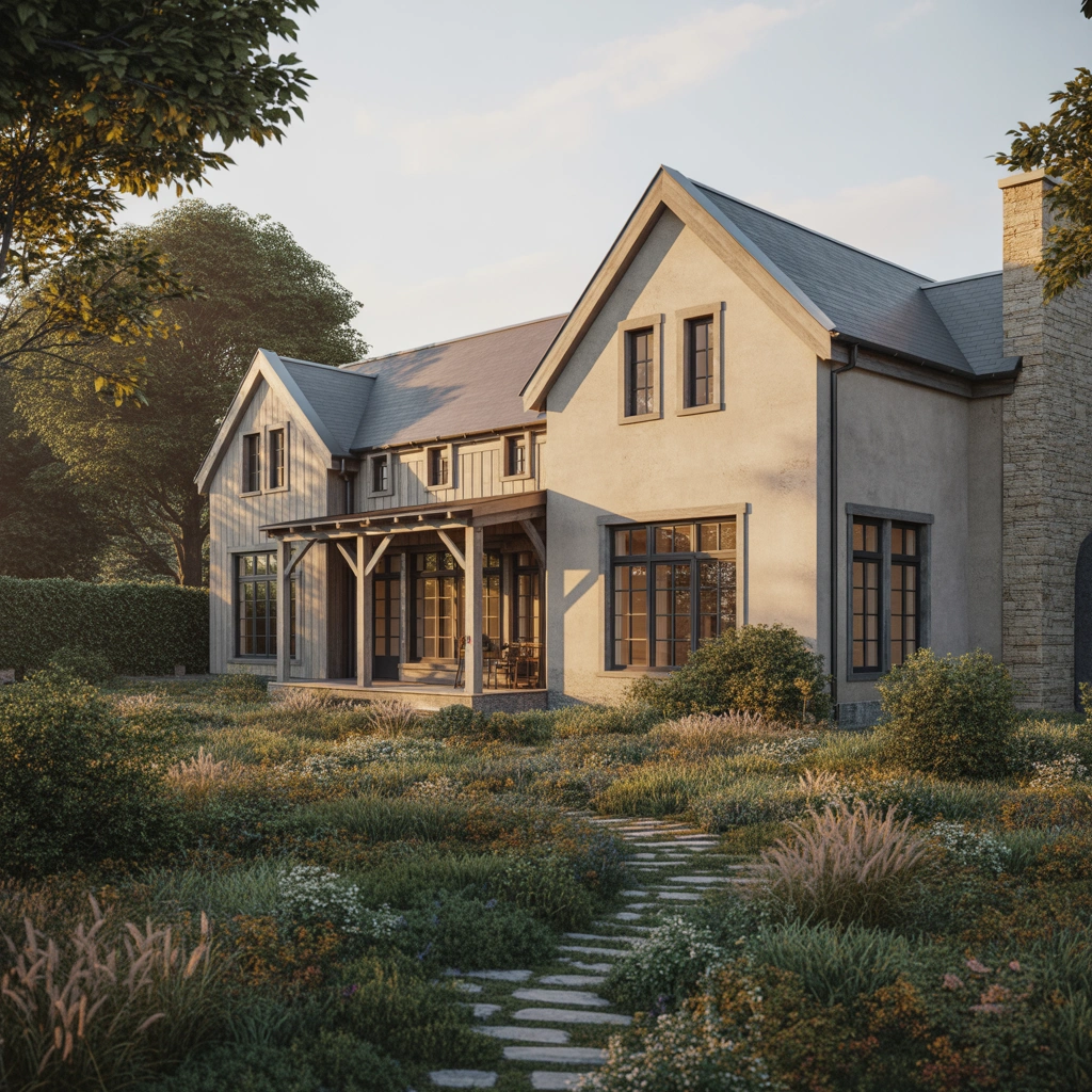 Soft Beige Farmhouse Exterior Paint Color for a Warm and Inviting Appearance