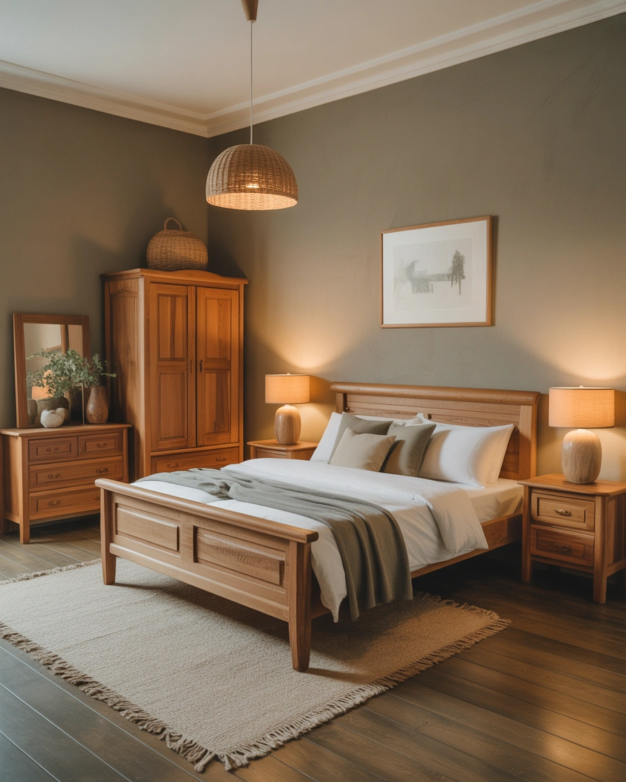 Solid Wood Bedroom Furniture Set