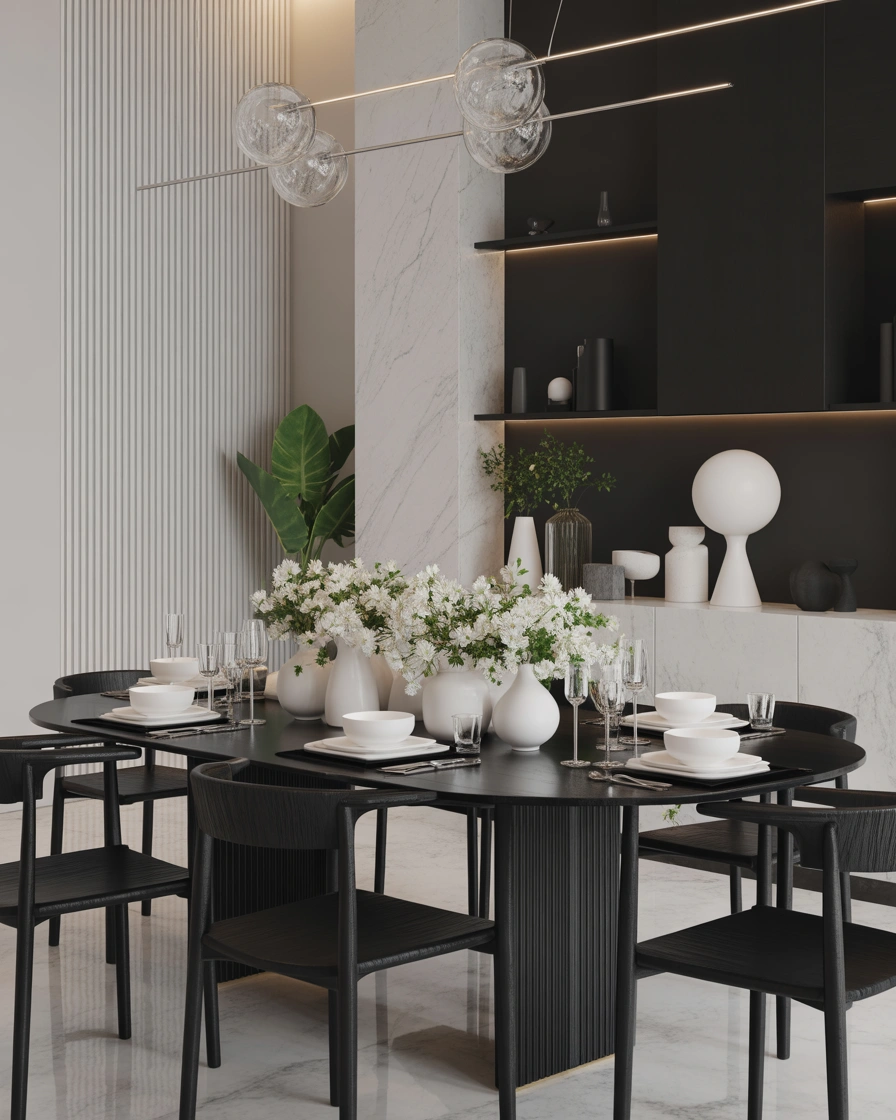 Style Your Black Dining Table with White Decor