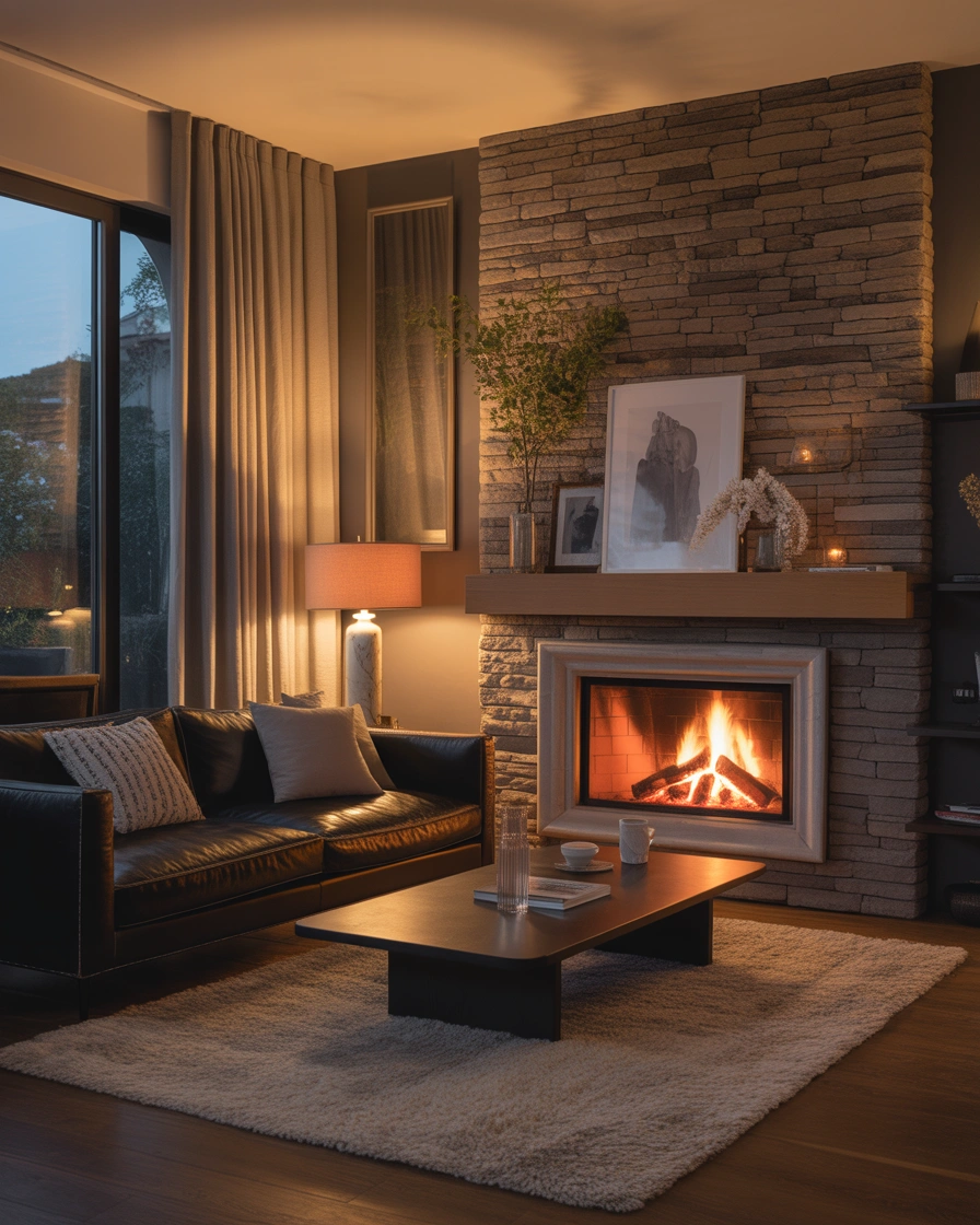 Style a Black Sofa Living Room With a Fireplace