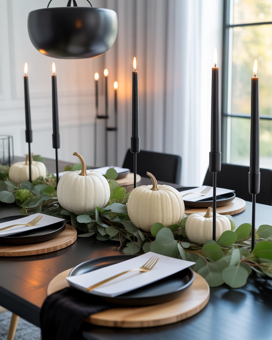 Style a Modern Thanksgiving Dining Table With Black White and Natural Elements