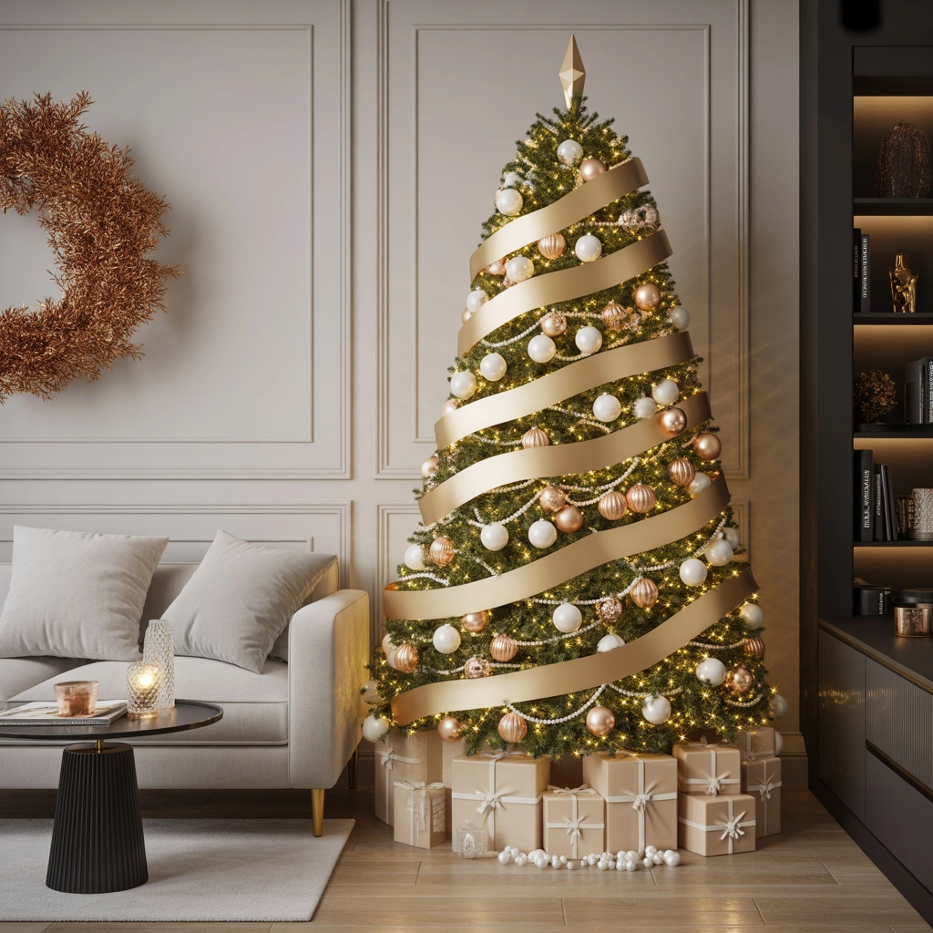 Style a Slim Christmas Tree With a Luxury Champagne Gold Theme